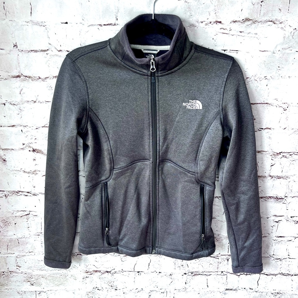 North Face Agave Fleece Full Zip Jacket Charcoal Gray Women's Size Small